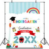 Lofaris Rainbow And Colorful Kindergarten Graduation 2022 Backdrop